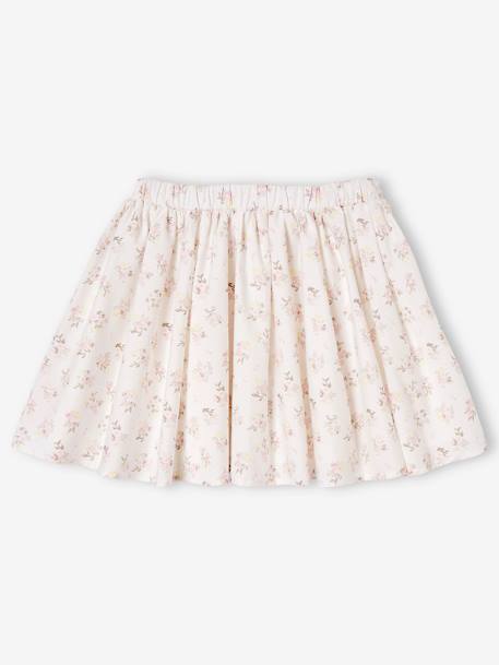 Special Occasion Floral Skirt for Girls ecru+WHITE LIGHT ALL OVER PRINTED 