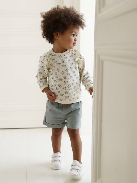 Shorts with Elasticated Waistband, for Babies clay beige+GREEN MEDIUM SOLID 