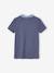 Striped Polo Shirt with Chambray Details for Boys slate blue 