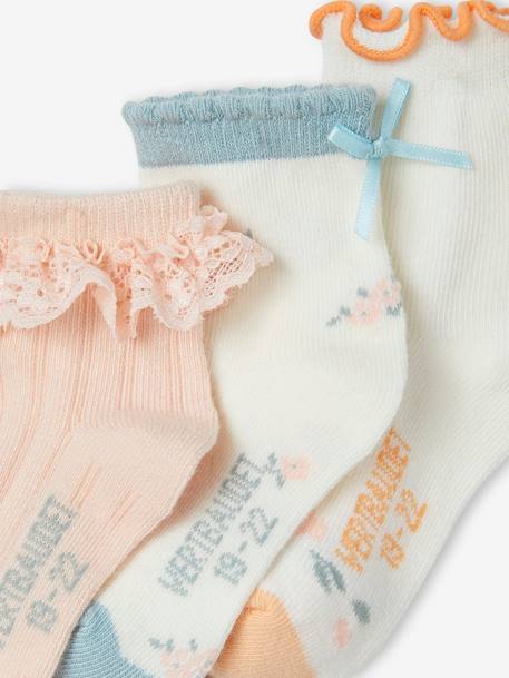 Pack of 3 Pairs of Fancy Socks for Baby Girls pale pink 