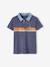Striped Polo Shirt with Chambray Details for Boys slate blue 