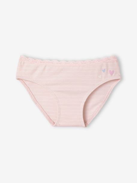 Pack of 5 Hearts Briefs, for Girls lilac 