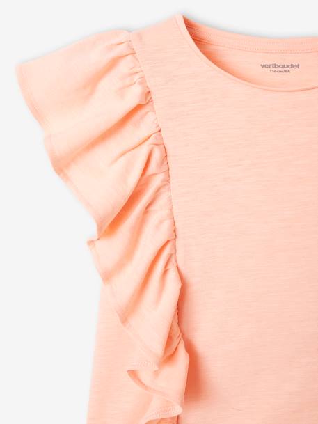 T-Shirt with Ruffles for Girls coral+peach+sage green 