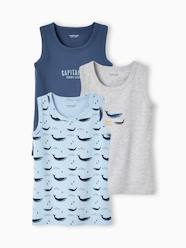 Boys-Underwear-T-Shirts-Pack of 3 "Whales" Tank Tops for Boys
