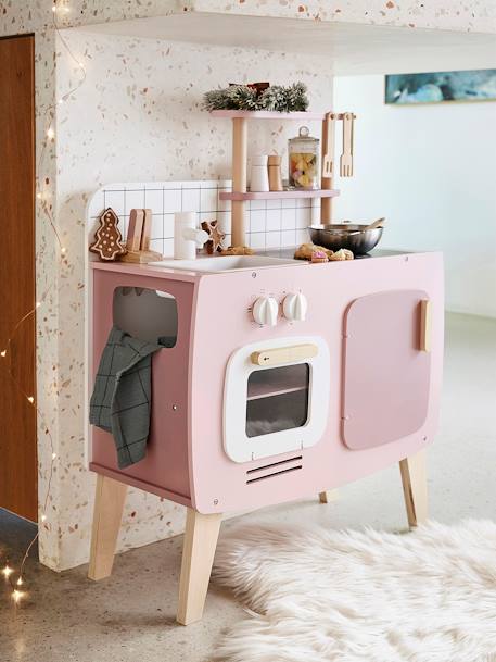 Wooden Design Kitchen - FSC®100 Certified caramel+Light Blue+Light Pink 