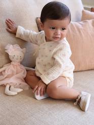 Baby-Long Sleeve Cotton Gauze Bodysuit, Flowers, for Newborn Babies