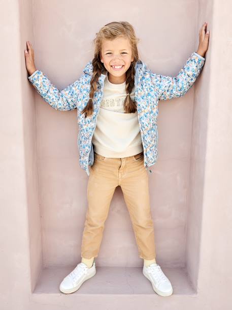 Lightweight Padded Jacket with Hood & Printed Motifs for Girls 6386+6636+BLUE MEDIUM ALL OVER PRINTED+PINK MEDIUM ALL OVER PRINTED+YELLOW MEDIUM ALL OVER PRINTED 