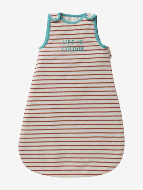 Summer Special Baby Sleeping Bag in Terry Cloth, Summer Dreams striped brown+striped green+striped navy blue 