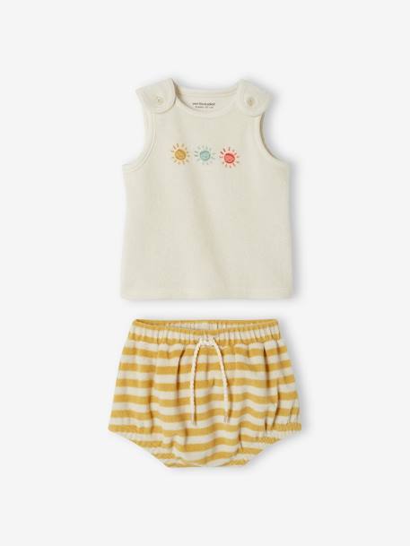 Terry Cloth Shorts & Sleeveless Top Outfit for Babies pale yellow 