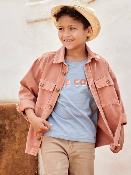 Shacket in Fabric with Pigment Dye Effect, for Boys terracotta 
