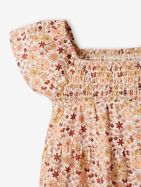 Floral Dress with Smocking for Babies ecru 