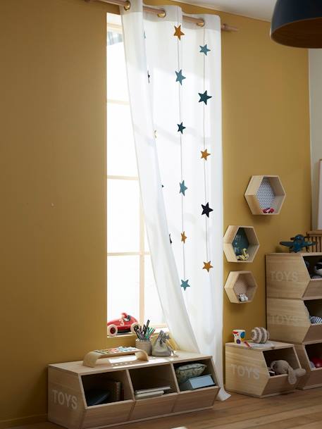 Iridescent Star Curtain - 105 x 240 cm Green+White 