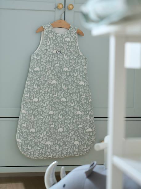 Sleeveless Baby Sleep Bag in Cotton Gauze, by CLAIRIÈRE sage green 