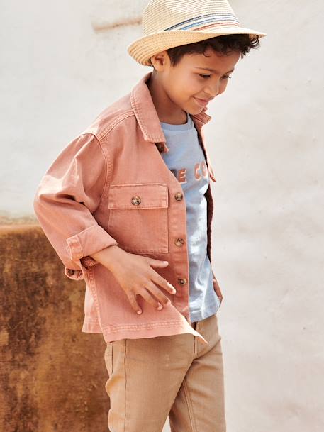Shacket in Fabric with Pigment Dye Effect, for Boys terracotta 