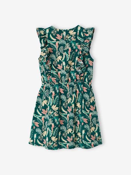 Printed Dress with Ruffles for Girls GREEN DARK ALL OVER PRINTED+rose+sky blue 