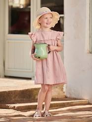 Girls-Cotton Gauze Dress with Embroidered Flowers, for Girls