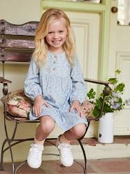 -Floral, Ruffled Dress, Quilted Fancy Detail, for Girls