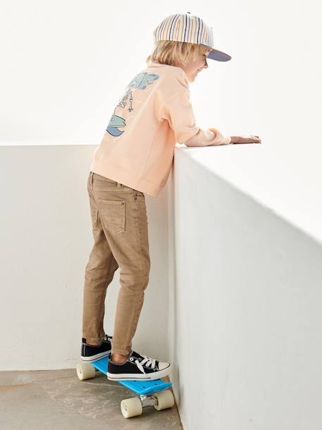 WIDE Hip, MorphologiK Slim Leg Coloured Trousers, for Boys beige+chocolate+khaki+sky blue+slate blue+terracotta 