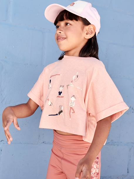 Cropped Sports T-Shirt with Muse Motifs for Girls apricot 