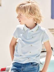 Printed Polo Shirt in Piqué Knit for Boys