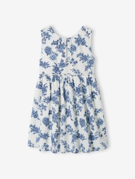 Floral Occasion Wear Dress with Bow on the Back, for Girls ecru 