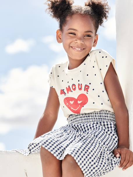 Dotted 'Amour' T-Shirt for Girls ecru 