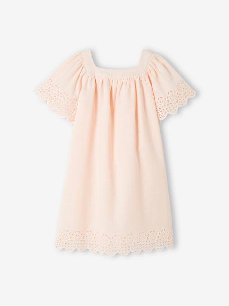Dress with Broderie Anglaise & Butterfly Sleeves, for Girls pale pink 