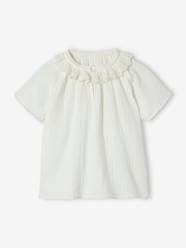 Girls-Cotton Gauze Blouse for Girls, Broderie Anglaise Collar