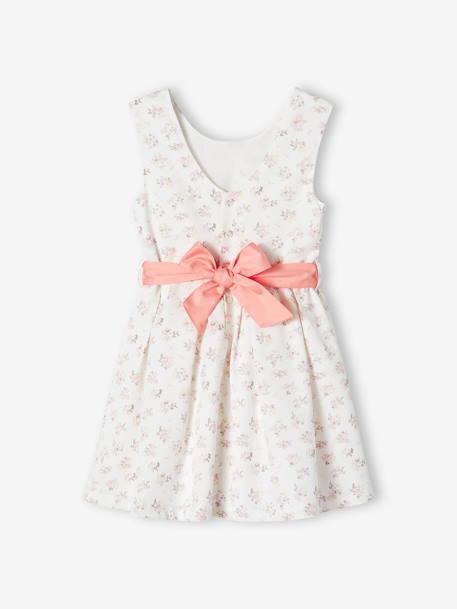 Occasion Wear Dress with Floral Print, for Girls ecru+printed blue+printed pink 