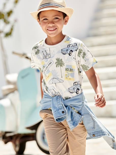 T-Shirt with 'Juan Les Pins' Inscription, for Boys printed white 
