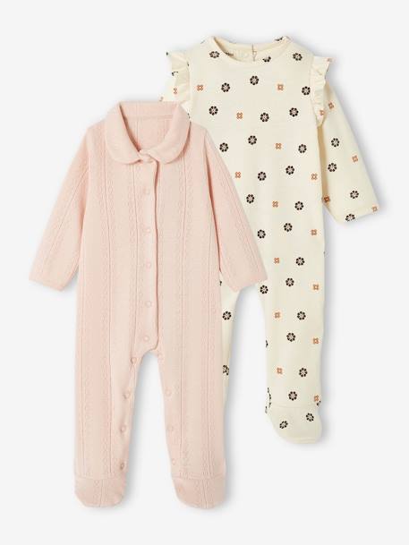 Pack of 2 Sleepsuits for Babies rosy 