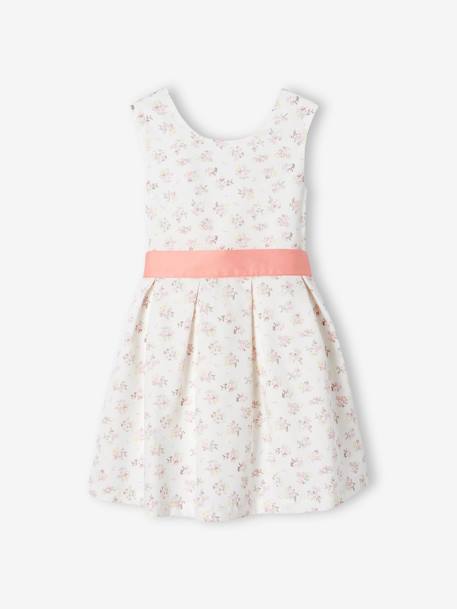 Occasion Wear Dress with Floral Print, for Girls ecru+printed blue+printed pink 
