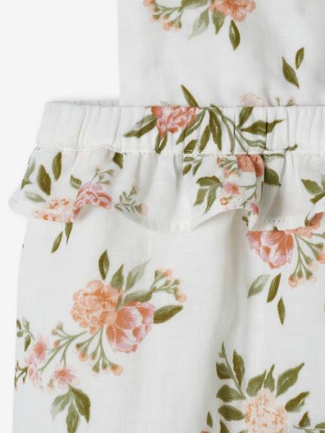 Floral Jumpsuit with Straps, for babies white 