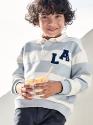 Boys-Cardigans, Jumpers & Sweatshirts-Striped College-Style Sweatshirt with Polo Shirt Collar for Boys
