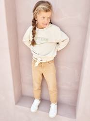 -"Mom Fit" Trousers with Scarf Belt in Cotton Gauze for Girls