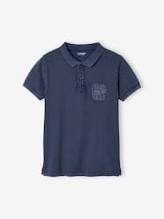 -Polo Shirt with "good vibes" Embroidered on the Chest, for Boys