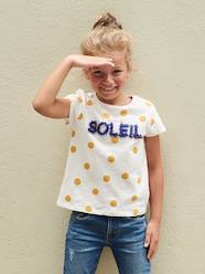 T-Shirt with Floral Motif in Shaggy Rags for Girls
