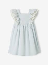 -Striped Occasion Wear Dress, Ruffles on the Sleeves, for Girls