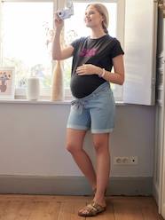 -Denim Bermuda Shorts for Maternity