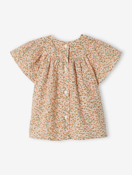 Blouse with Smocked Neckline & Short Sleeves for Babies white 