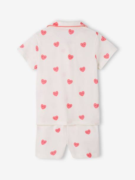 Pyjamas with Hearts & 'Bisou' Print for Girls ecru 