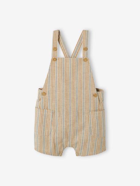 Striped T-Shirt & Dungarees Combo for Babies ecru 
