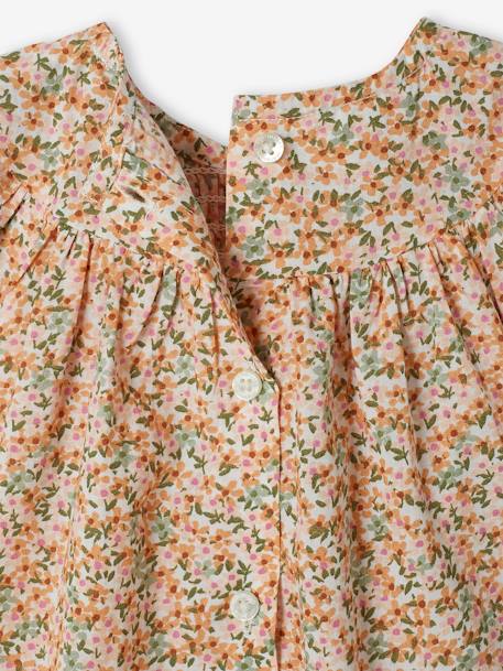 Blouse with Smocked Neckline & Short Sleeves for Babies white 