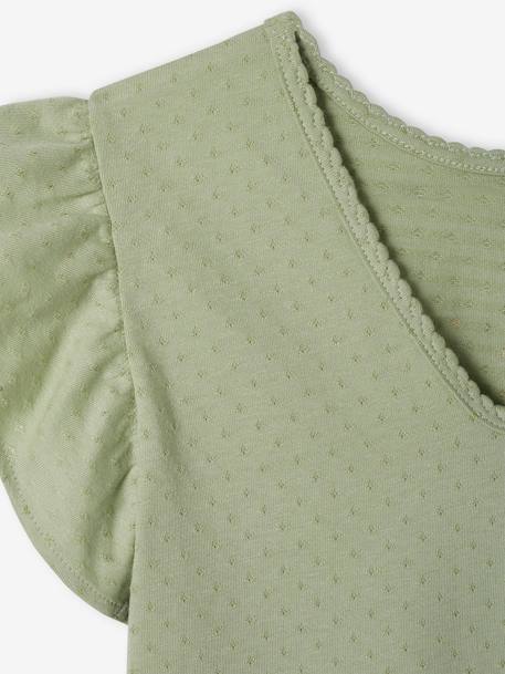 Fancy T-Shirt with Ruffles on the Sleeves, for Girls sage green 