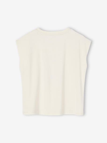 Sleeveless T-Shirt, Summer Motif, for Girls ecru 