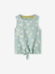 -Printed Sleeveless Top with Bow for Girls