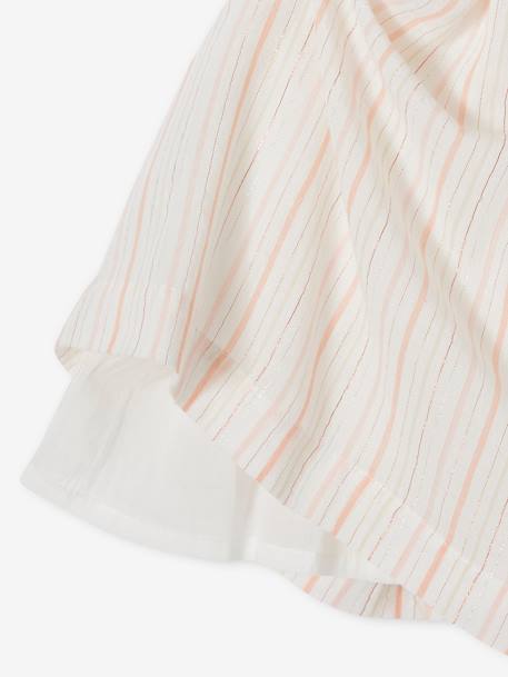 Striped Occasionwear Dress with Shimmery Yarn for Girls ecru 