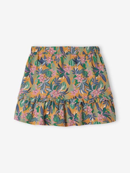 Ruffled Skirt with Exotic Motif, for Girls mustard 