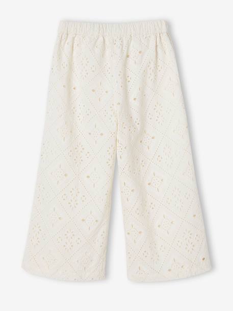 Wide Leg Trousers in Broderie Anglaise, for Girls ecru 