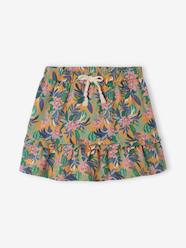 Girls-Skirts-Ruffled Skirt with Exotic Motif, for Girls
